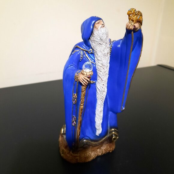 Windstone Editions 1986 VTG WIZARD Blue Merlin Dragon 7" Crystal Staff - Picture 2 of 4